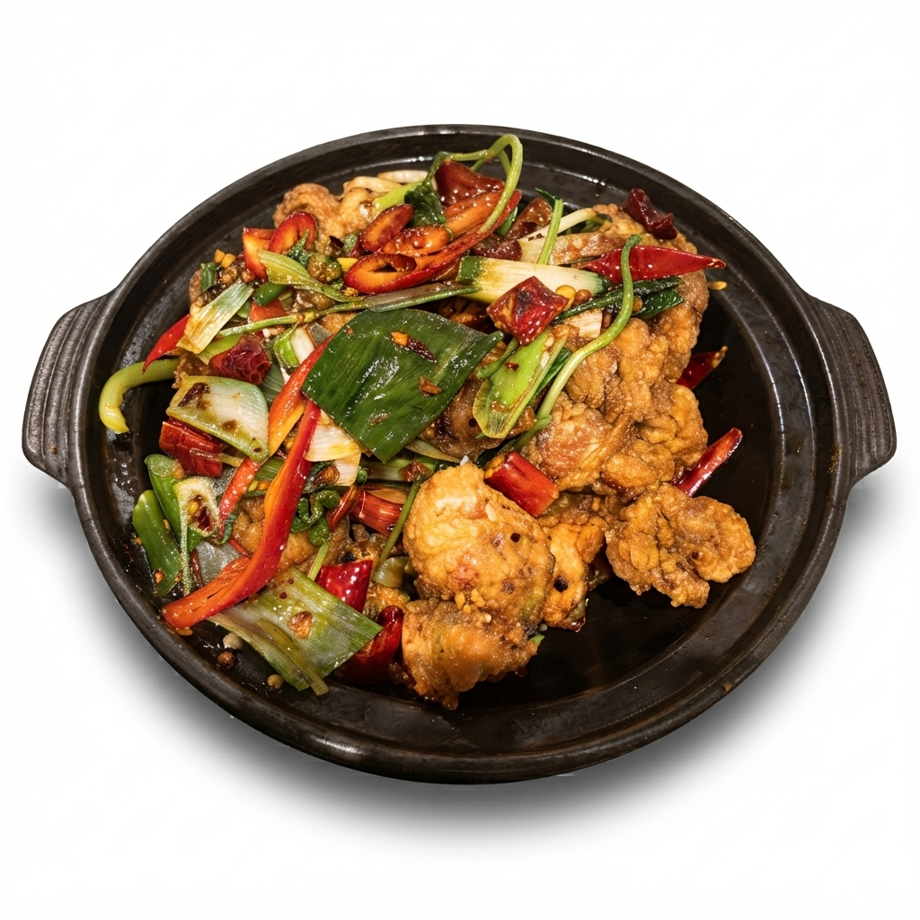 Spicy Chicken with Fresh Pepper & Chilli in Hot Pot (with Bone) (GF)