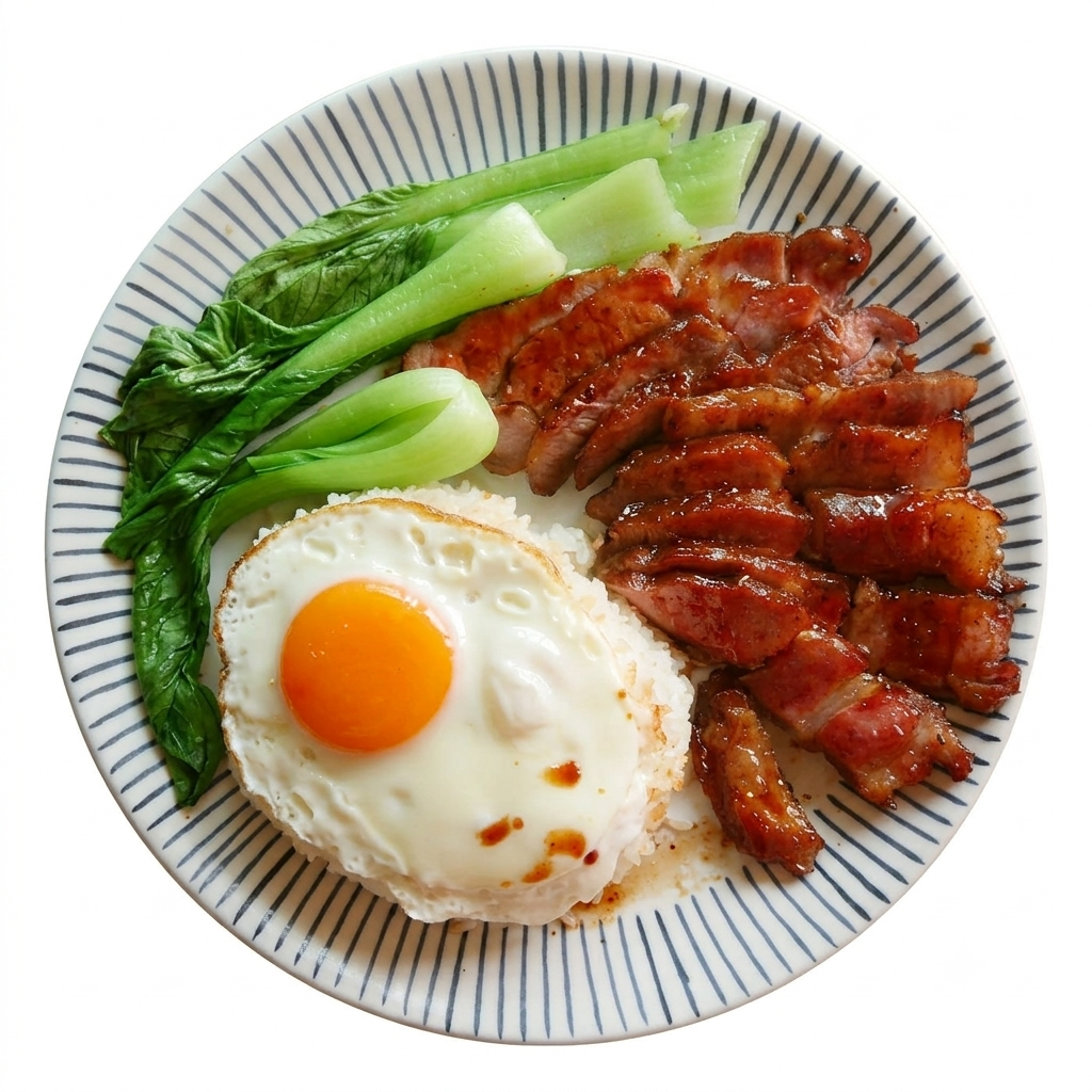 Barbecued Roast Pork & Fried Egg on Rice