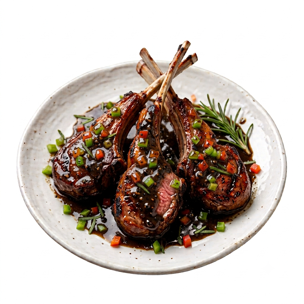 Grilled Lamb Chop with Black Pepper Sauce