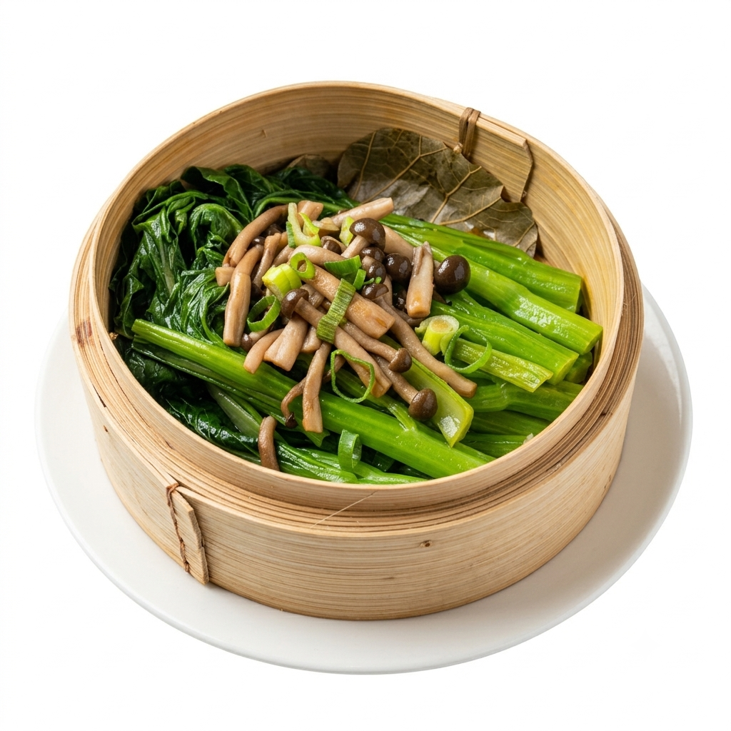 Steamed Choy Sum with Willow Mushroom (V) (GF)