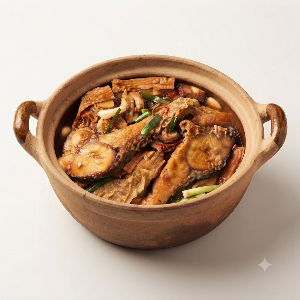 Braised Whole Turbot with Belly Pork & Dry Bean Curd Stick (GF)