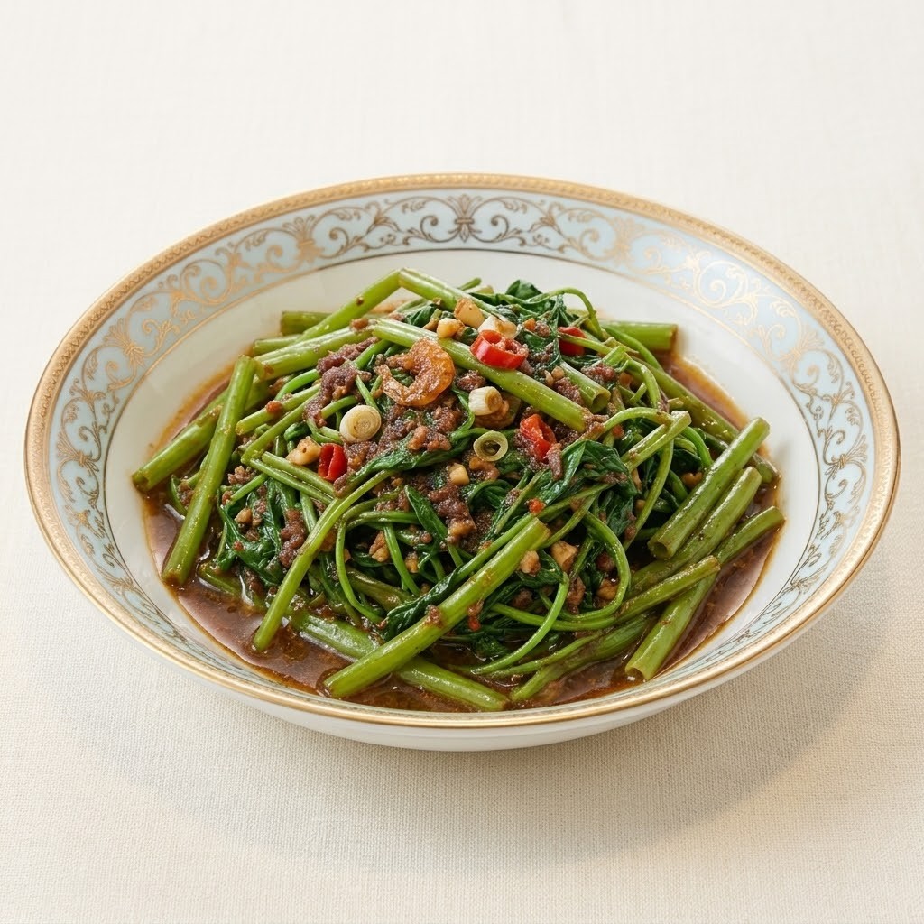 Stir Fried Morning Glory in Malaysia Style Shrimp Paste (GF)